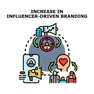 Increasing influencer driven branding and marketing campaign Stock Illustration