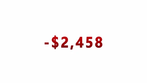 Increasing negative dollar for financial loss and debt on white background Stock Footage 340254499