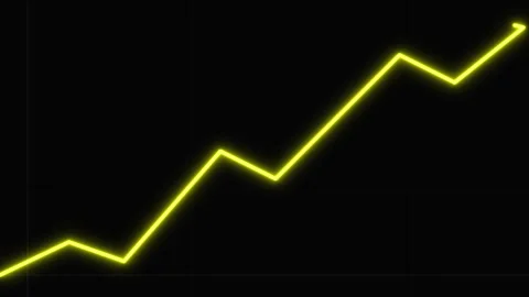 Increasing Neon Line Graph on Black Background Stock Footage 339389489