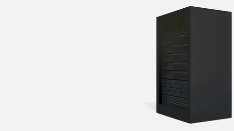 Increasing number of server racks against white background. Cloud technologies Stock Footage 98175077