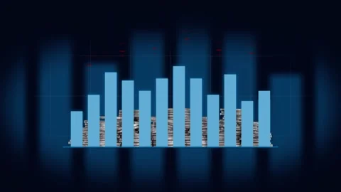 Increasing numbers with Bar graphs and piles of coins. Stock-Footage 232835614