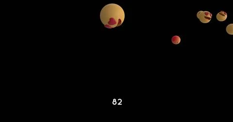 Increasing numbers on round red banner over multiple face emojis floating Illustrazione stock