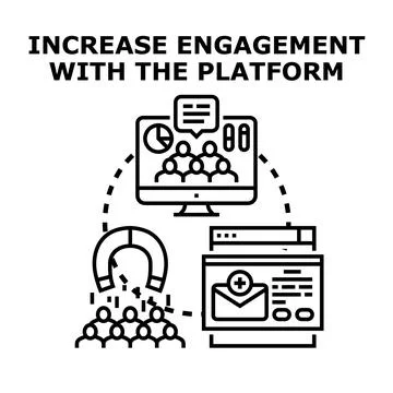 Increasing online platform engagement attracting user audience Stock Illustration