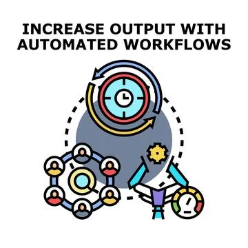 Increasing output with automated workflow processes and team management Stock Illustration