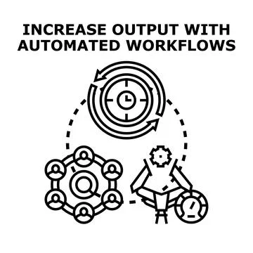 Increasing output with automated workflow processes and team management Stock Illustration