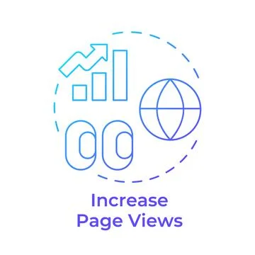 Increasing page views blue gradient concept icon Stock Illustration