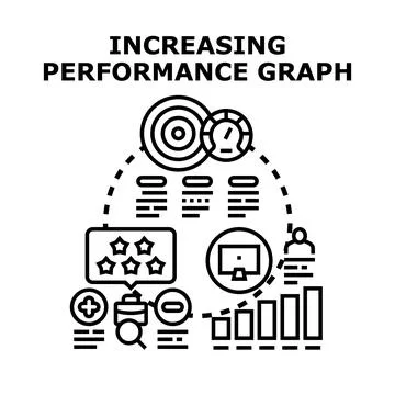 Increasing performance graph with business strategy development icons Stock Illustration