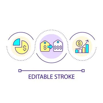 Increasing prices loop concept icon 스톡 일러스트