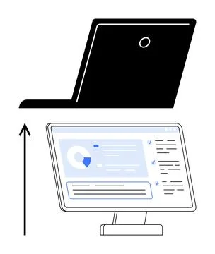 Increasing Productivity Through Transitioning from Laptop to Desktop Setup Stock Illustration