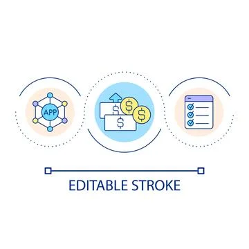 Increasing profit with digital network loop concept icon Stock Illustration
