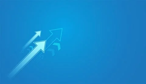 Increasing profits, or achieving higher goals. The clean blue background an.. Stock Illustration