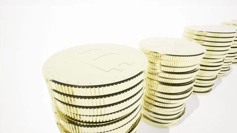 Increasing profits rising stack of gold coins, rising money investment. saving Vídeos de archivo 334028988