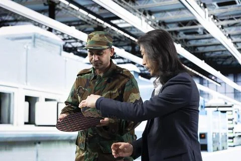 Increasing semiconductor self sufficiency, brainstorm and man with soldier Stock Photos