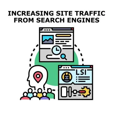 Increasing site traffic from search engines concept Stock Illustration