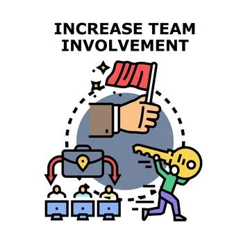 Increasing team involvement developing business strategy and success Stock Illustration