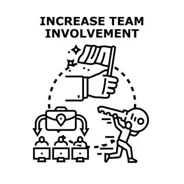 Increasing team involvement developing business strategy and success Stock Illustration