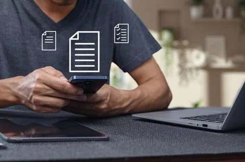 Increasing Use of Digital Documents and Mobile Technology in Work Stock Photos