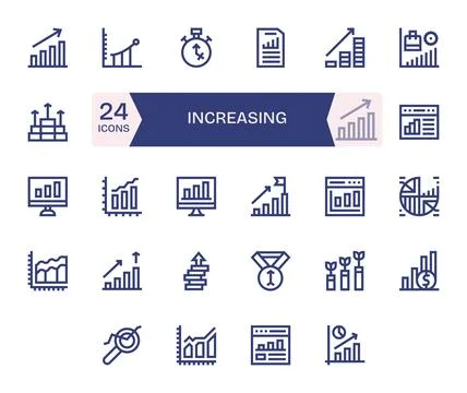 Increasing Vector Graphics featuring 24 Bold Line Display Perfect 256x256 D.. Stock Illustration