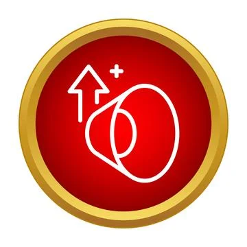 Increasing volume icon red button white line Illustrazione stock