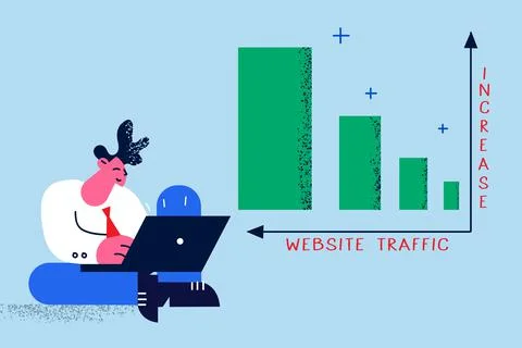 Increasing website traffic in business concept. Stock Illustration