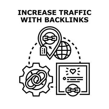 Increasing website traffic using backlinks seo strategy Stock Illustration