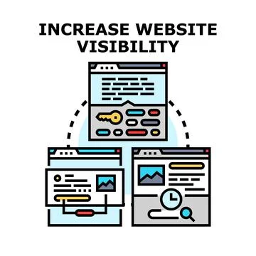 Increasing website visibility through search engine optimization Stock Illustration