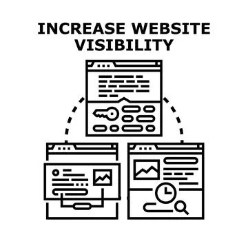 Increasing website visibility through search engine optimization Stock Illustration
