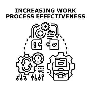 Increasing work process effectiveness business management concept Stock Illustration