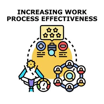 Increasing work process effectiveness developing business strategy Illustrazione stock