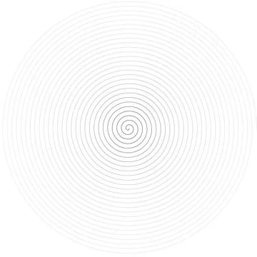 Increasingly dense black dots coiling toward the center forming a spiral on.. Illustrazione stock