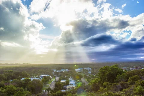 Incredible 5K Timelapse Light Rays and Stormy Sunset - Byron Bay Stock Footage 139372048