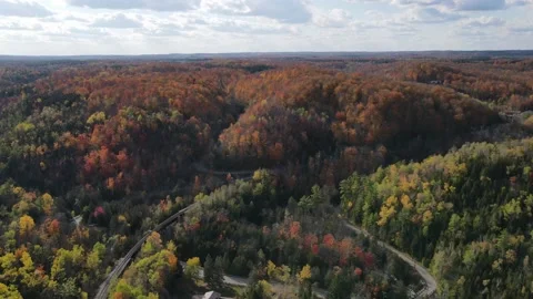 Incredible aerial hyperlapse flying backwards at Forks of the Credit with colour Video stock 150130901