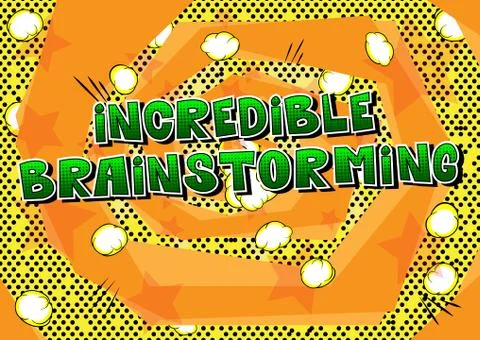 Incredible Brainstorming - Comic book style word on abstract background. Stock Illustration
