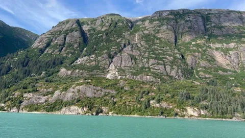 Incredible cliffs of Alaska, view from the ship Stock Footage 244936803