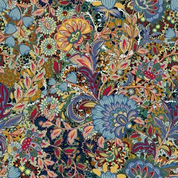 Incredible color flower pattern. Multicolored bright floral background. Vintage Illustration