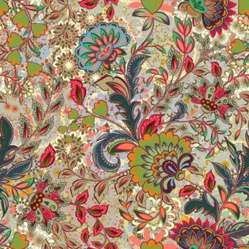 Incredible color flower pattern. Multicolored bright floral background. Vintage Illustration