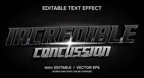Incredible concussion 3d vector text effect with modern style design Stock Illustration