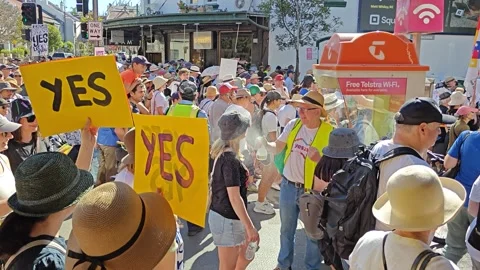 INCREDIBLE CROWDS MARCHING LEADING UP TO THE 2023 REFERENDUM AUSTRALIA NSW 4K Stock Footage 250445892