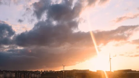 Incredible dramatic 4K sunset timelapse over Sheffield, UK showing Stock Footage 113225811