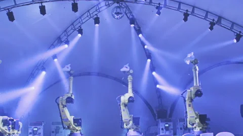 Incredible Droids Synchronously Moving To The Rhythm Stock Footage 102628679