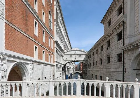 Incredible e very rare view of  bridge of sighs and Ducal Palace Stock Photos
