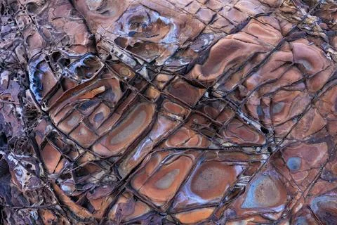 Incredible erosion patterns on rocks along the shore, Thailand Stockfoto's