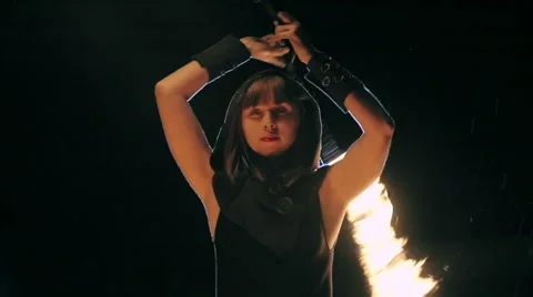 Incredible Fire Trick Stock Footage 68396607