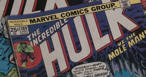 Incredible Hulk - Front of a Comic Book Stock Footage 85400246