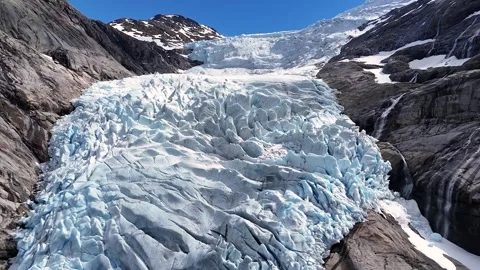 Incredible Ice Formations in Briksdal. Norway Stock Footage 341108376