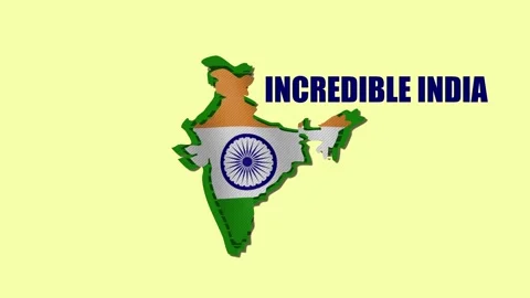 Incredible India Map with National Flag Texture and 3D Effect Stock Footage 322084786
