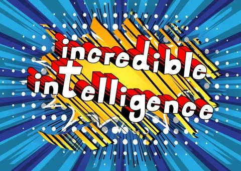 Incredible Intelligence - Comic book style word on abstract background. Stock Illustration