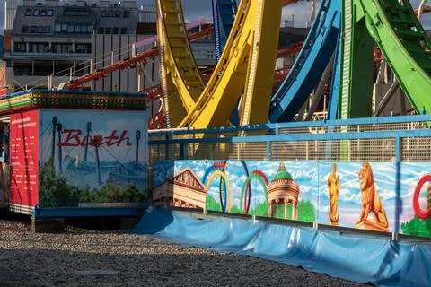 Incredible olympia looping roller coaster ride at prater amusement park Stock Photos