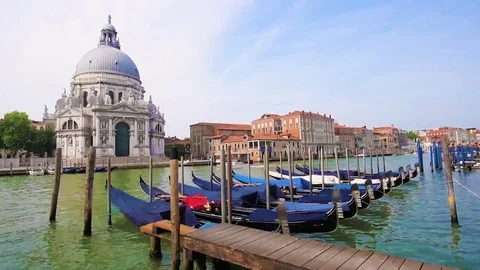 Incredible romantic optimistic landscape of gondolas on the Grand Canal in th Stock Footage 83317465