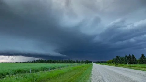 Incredible shelf cloud storm with lightning timelapse. Stock Footage